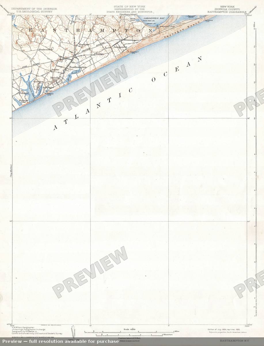 Antique map: Easthampton, 1925, 1925