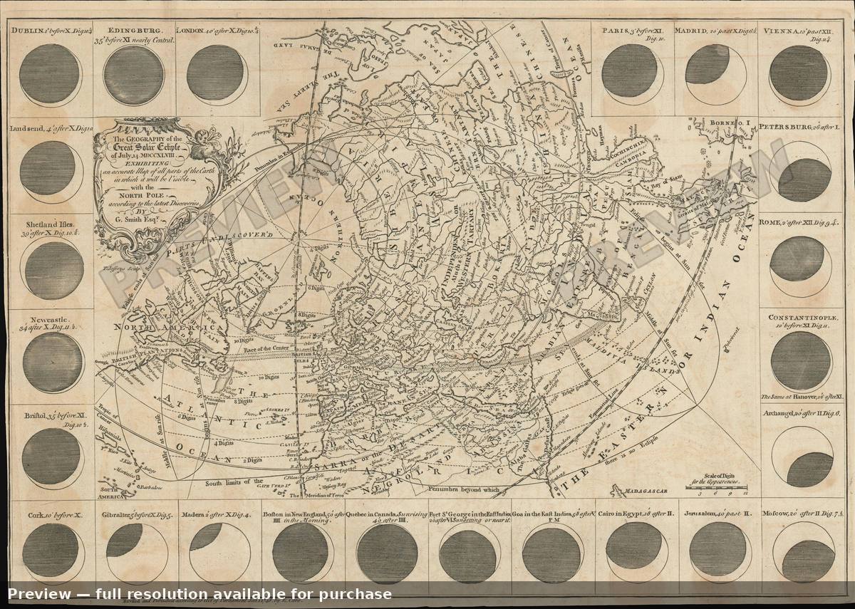 Antique map: Eclipse, 1748, 1748