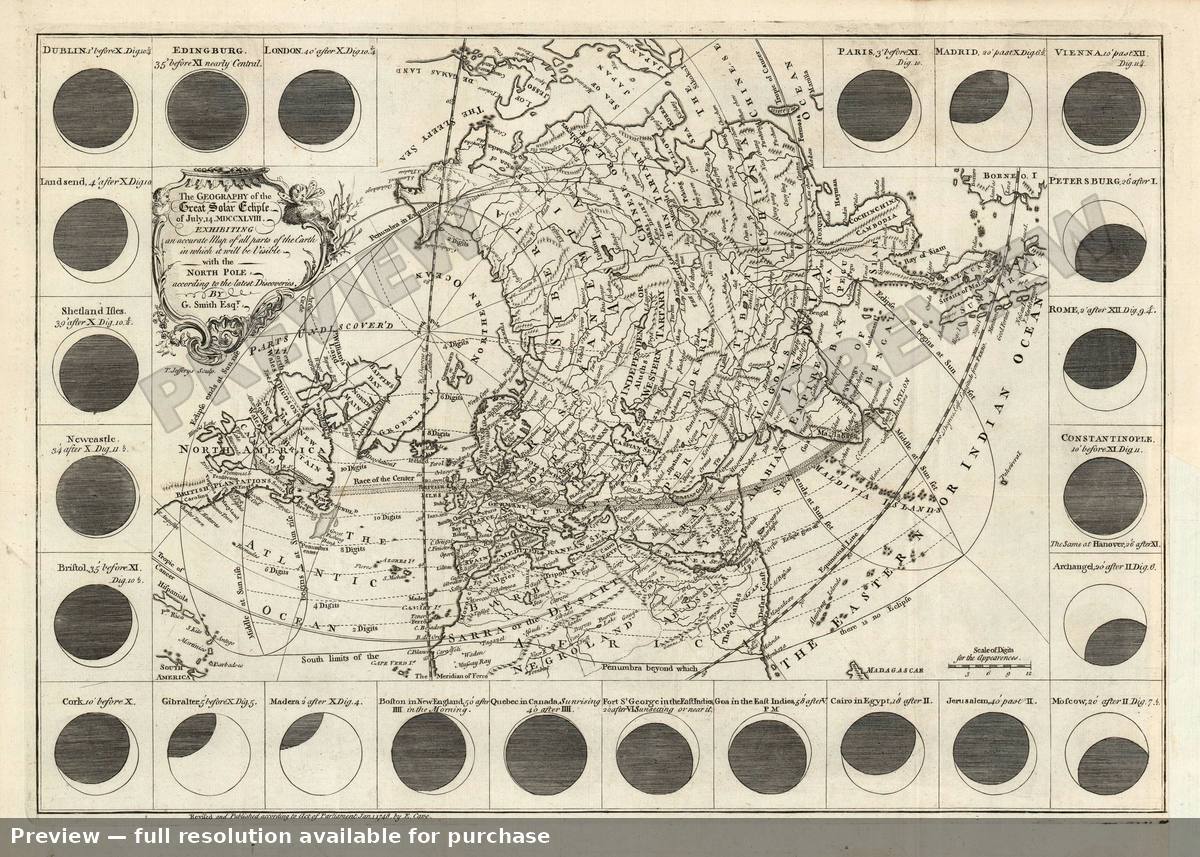 Antique map: Eclipse, 1748