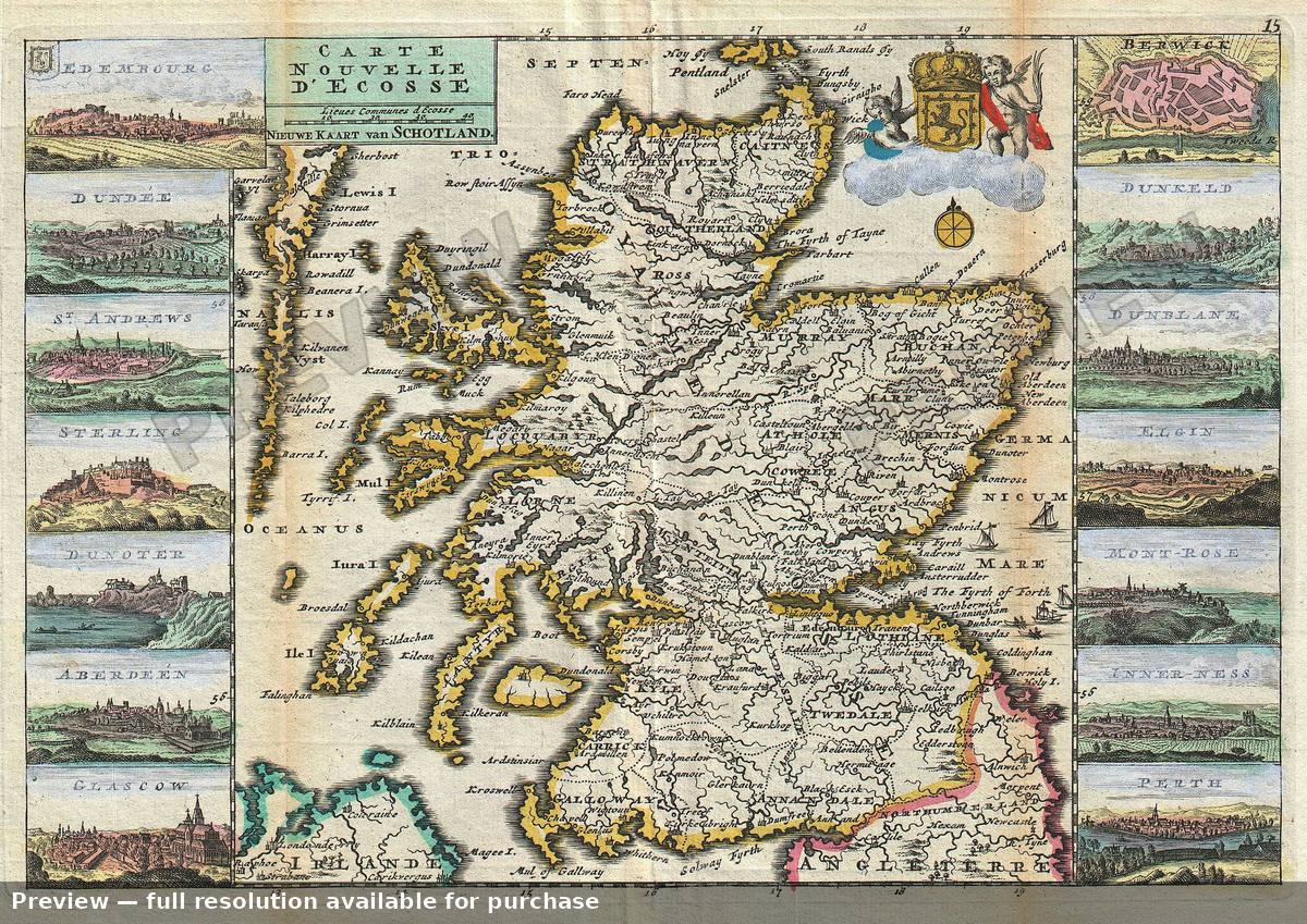Antique map: Ecosse, 1747