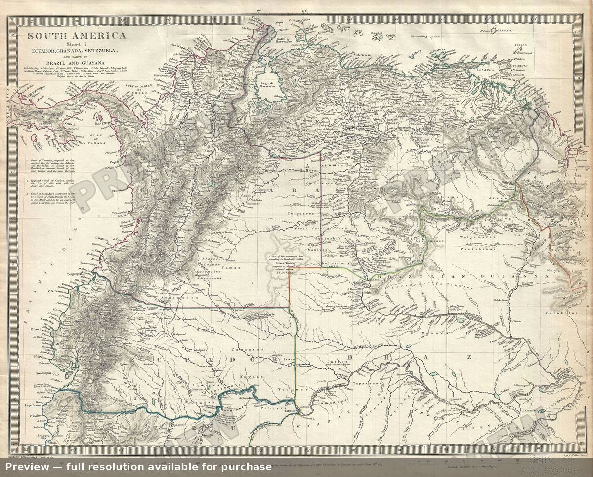 Antique map: Ecuador Granada, 1844