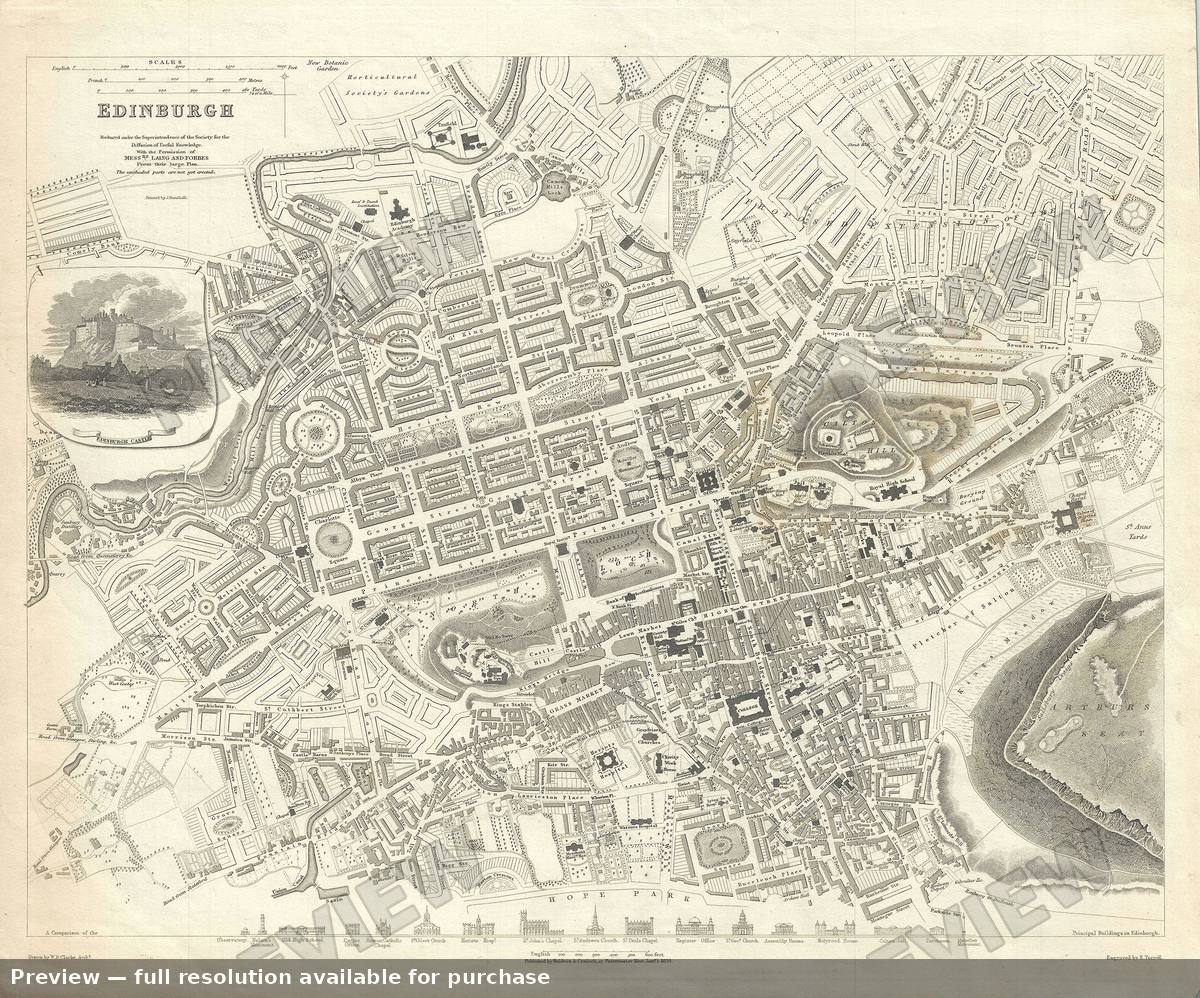 Antique map: Edinburg 2, 1834, 1834