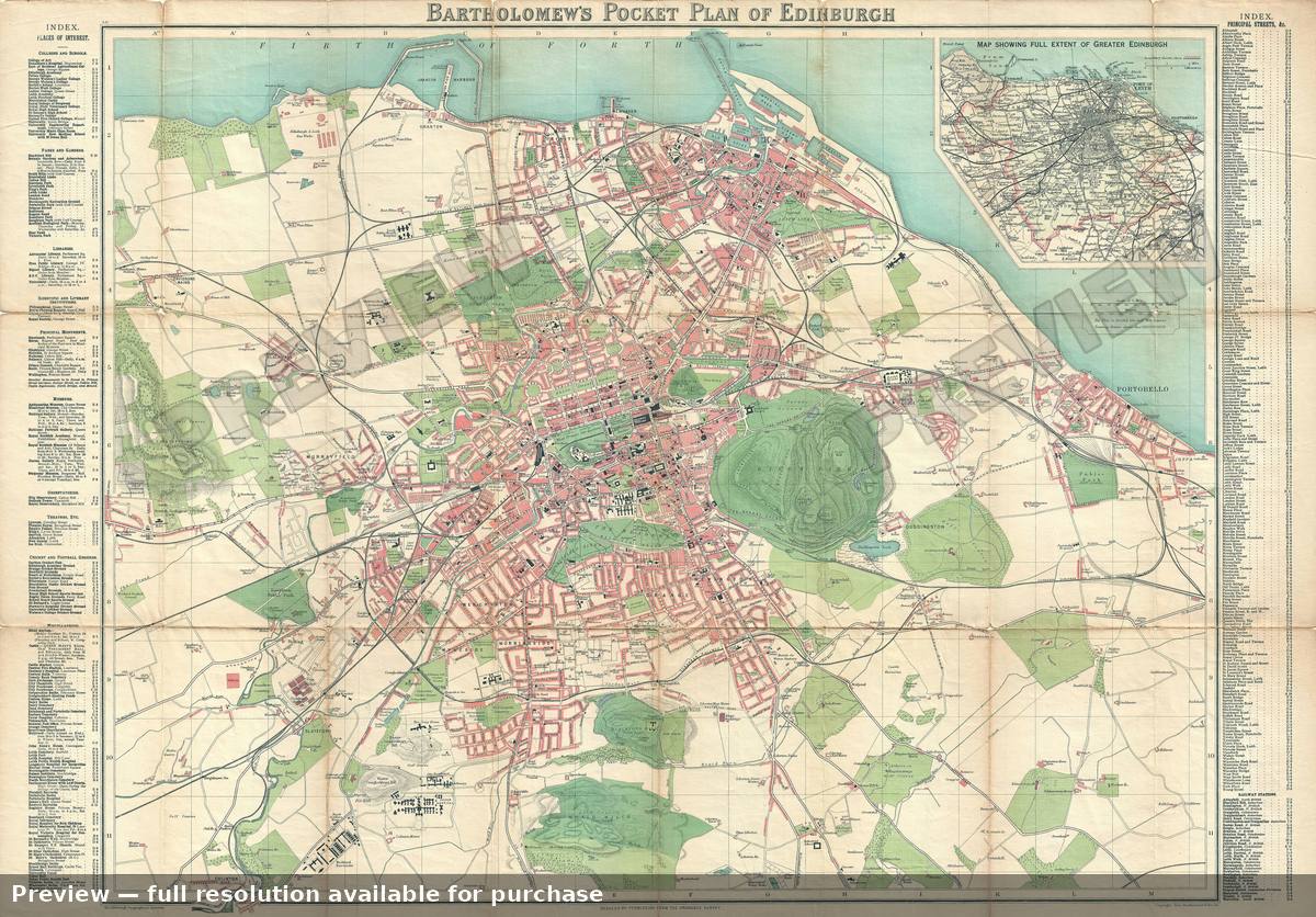 Antique map: Edinburgh, 1900