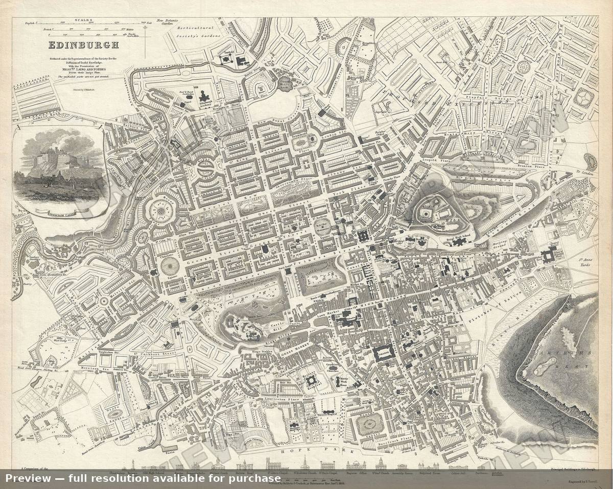 Antique map: Edinburgh, 1834