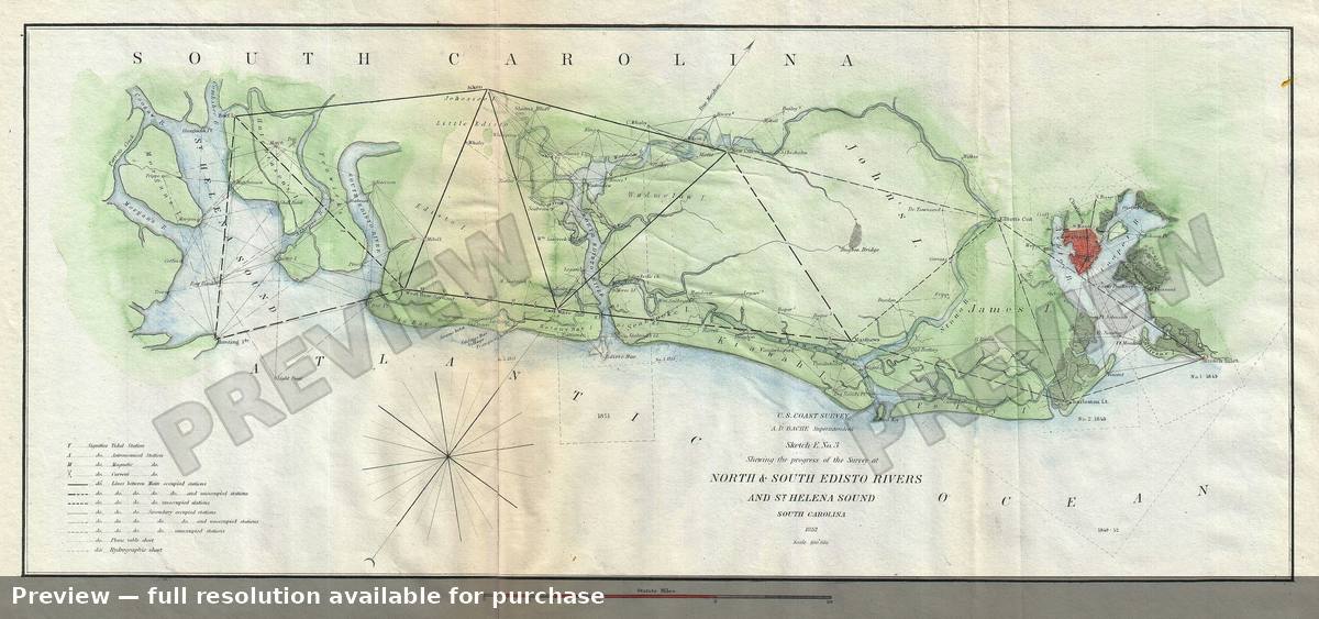 Antique map: Edisto River, 1852, 1852