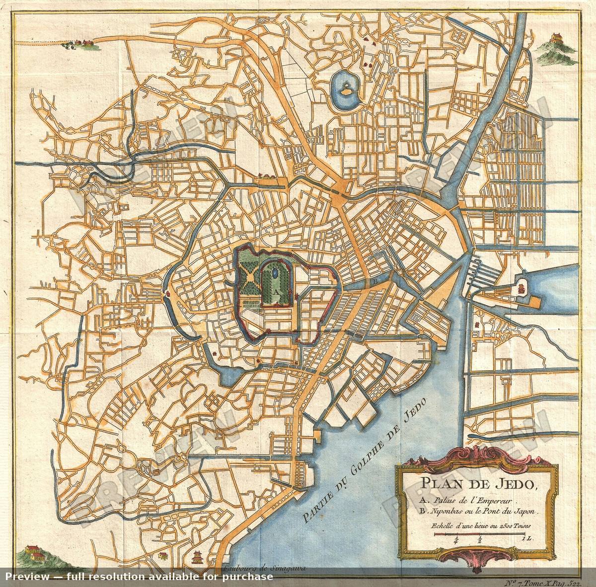 Antique map: Edo Tokyo, 1752