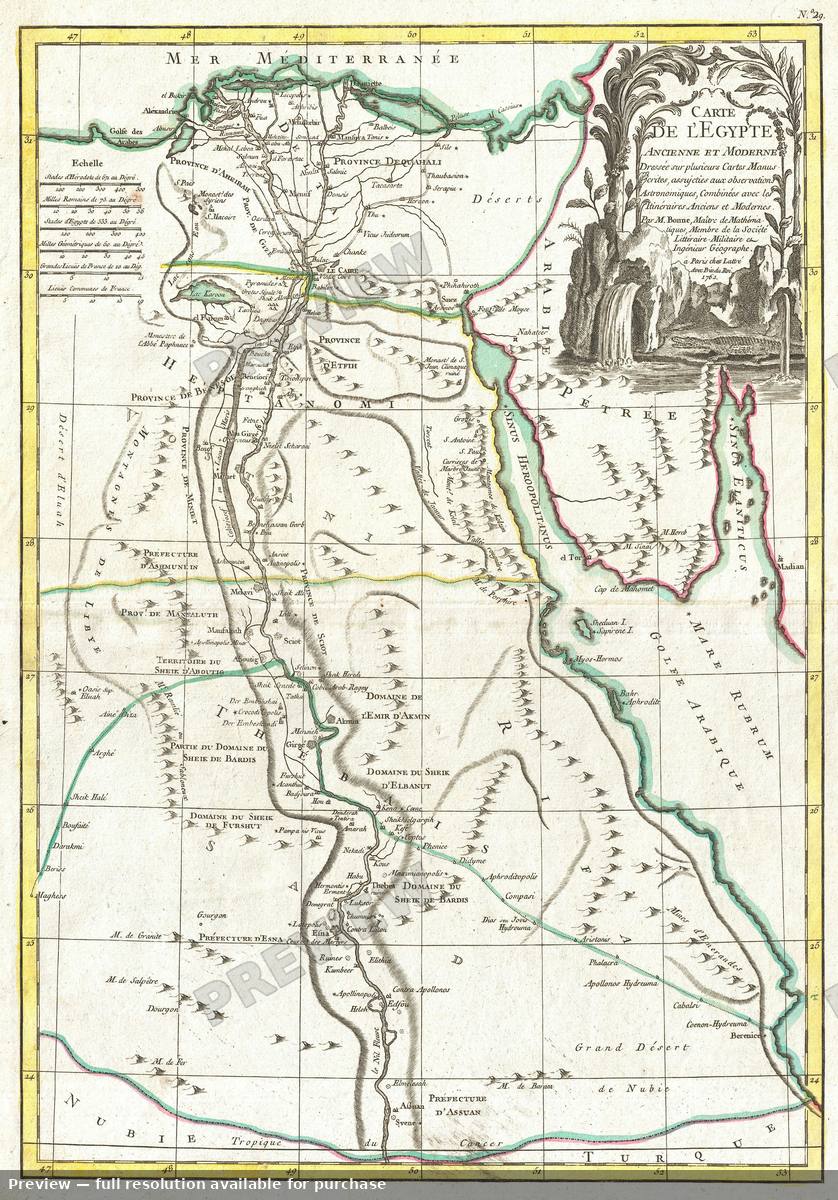 Antique map: Egypt, 1762