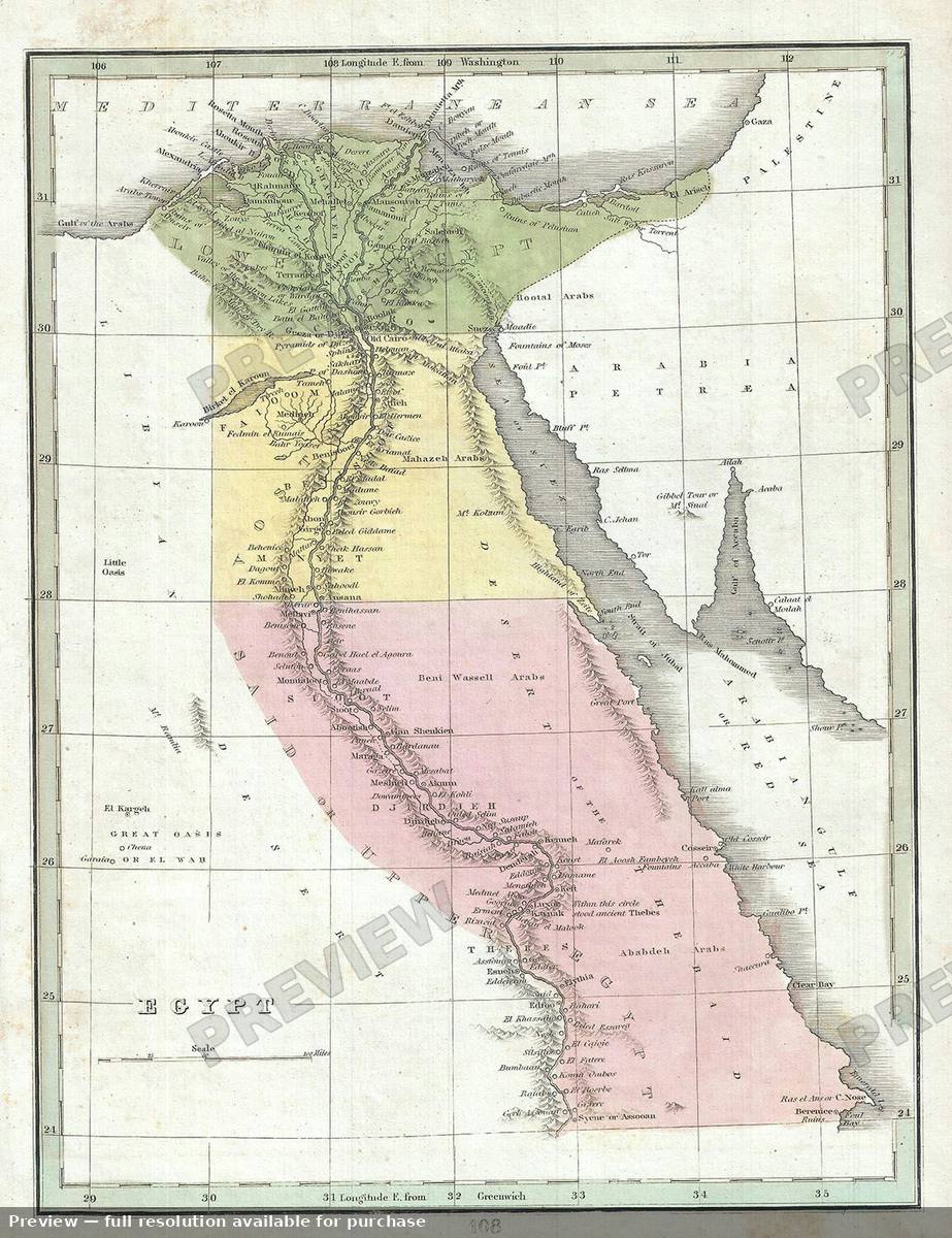 Antique map: Egypt, 1835