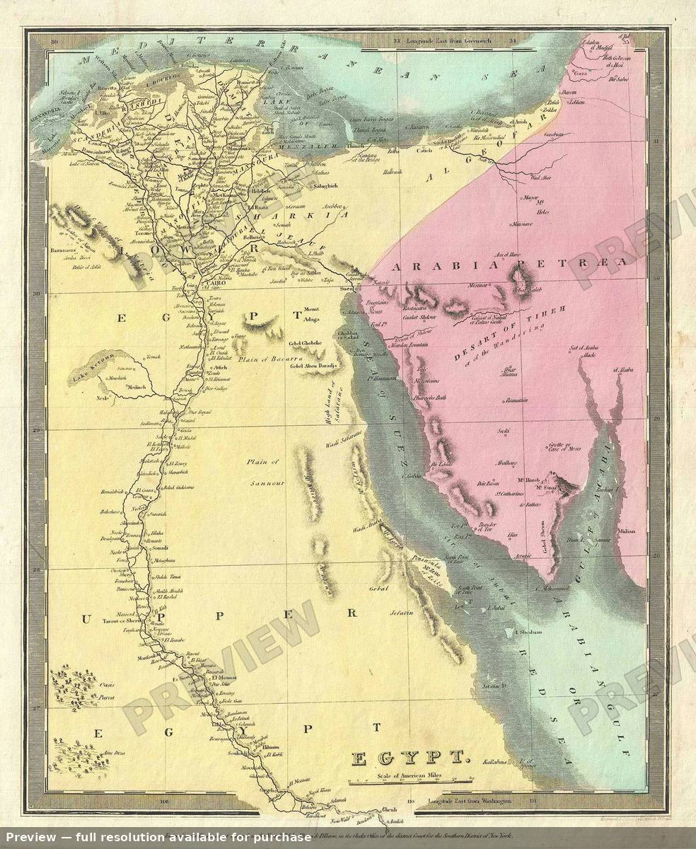 Antique map: Egypt, 1835