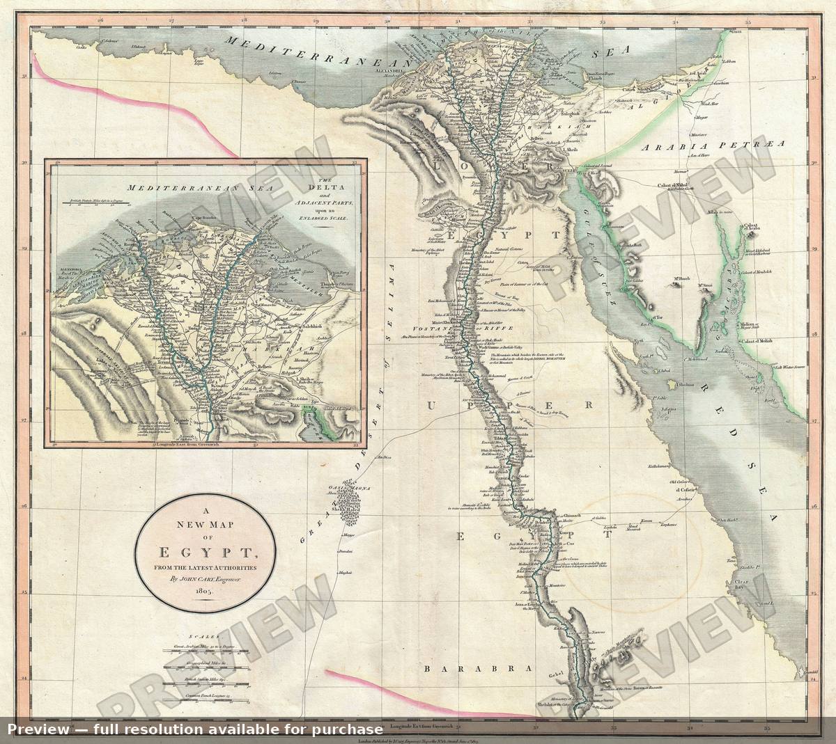 Antique map: Egypt, 1805