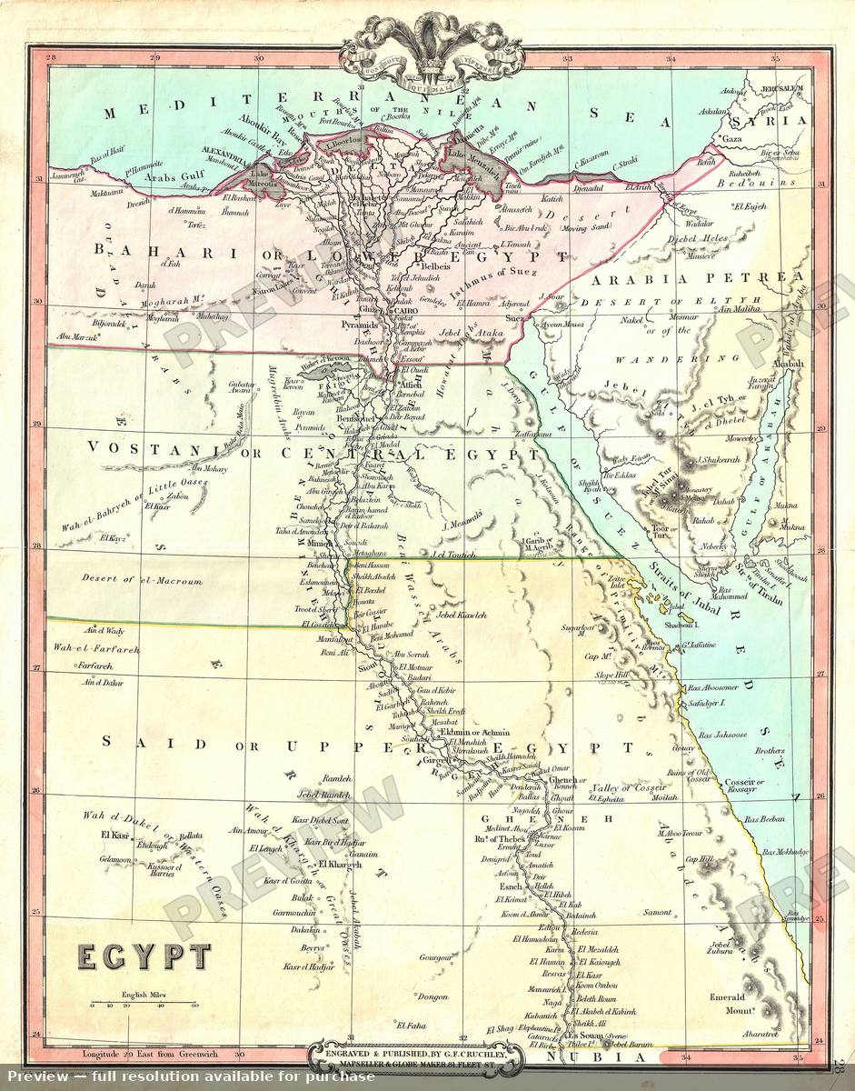Antique map: Egypt, 1853, 1853