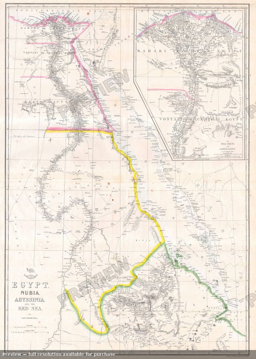 Antique map: Egypt, 1858, 1858