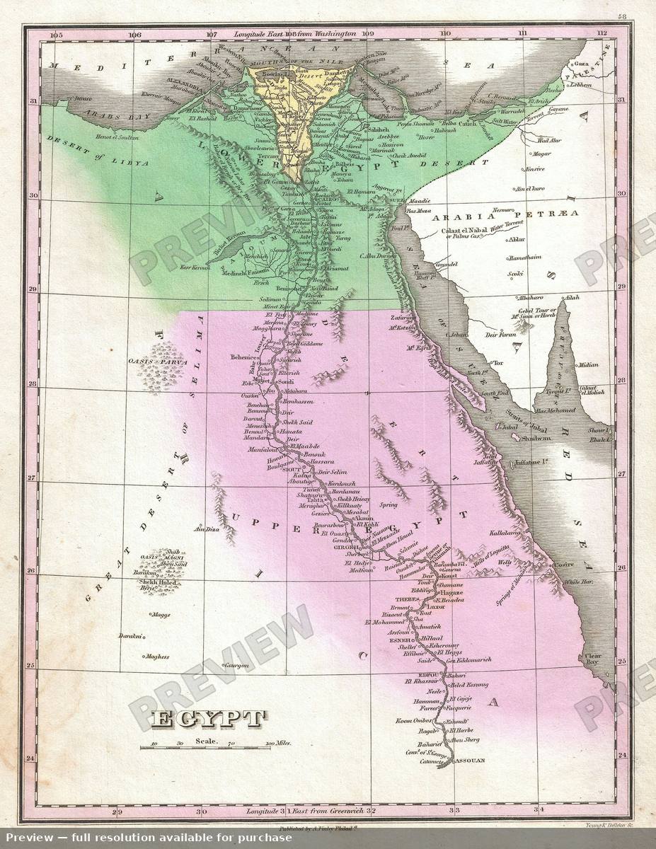 Antique map: Egypt, 1827