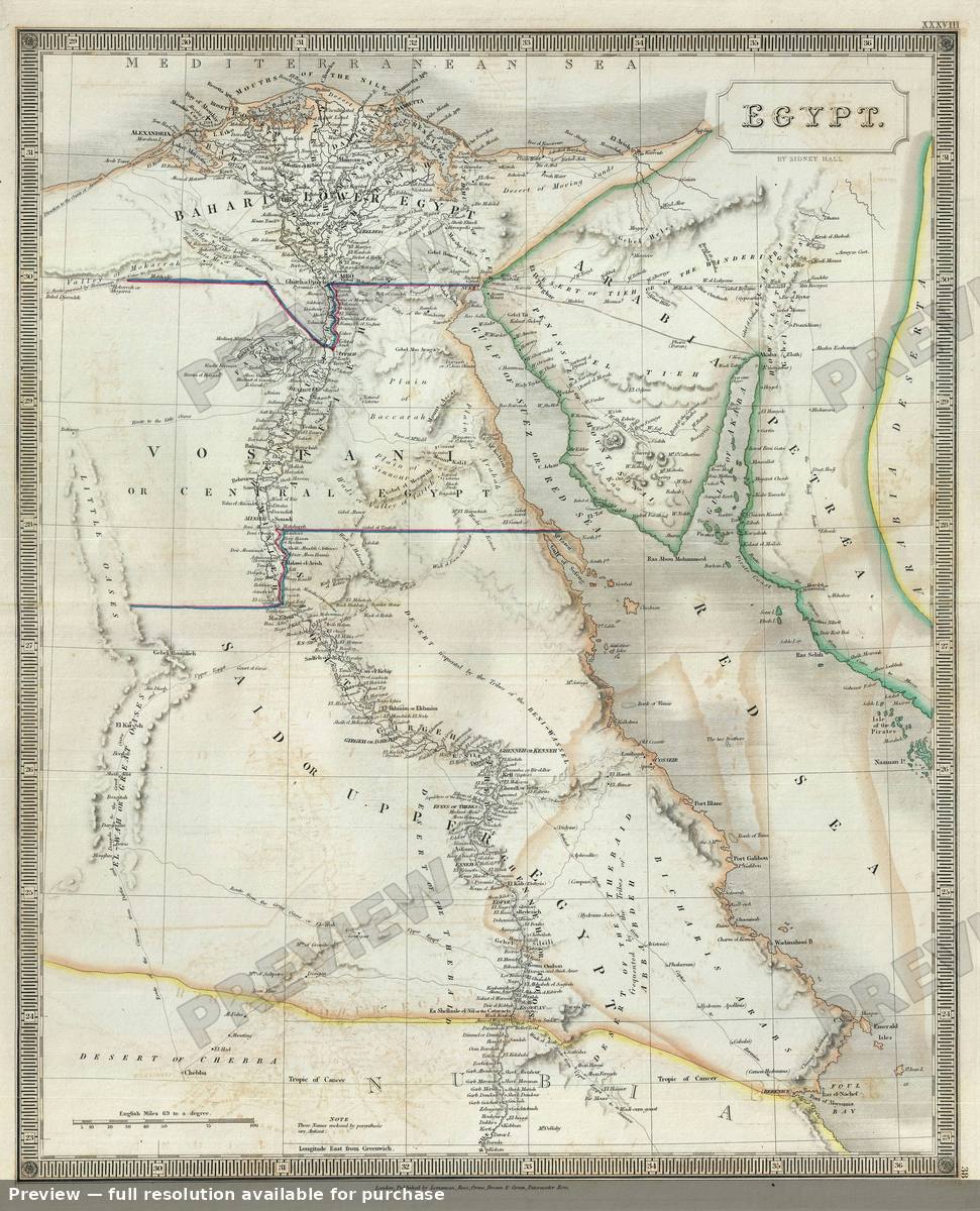 Antique map: Egypt, 1835