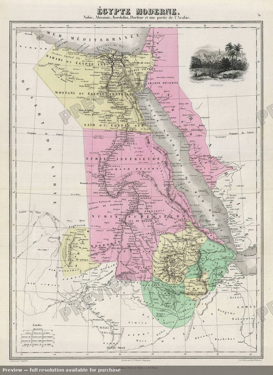 Antique map: Egypt, 1878