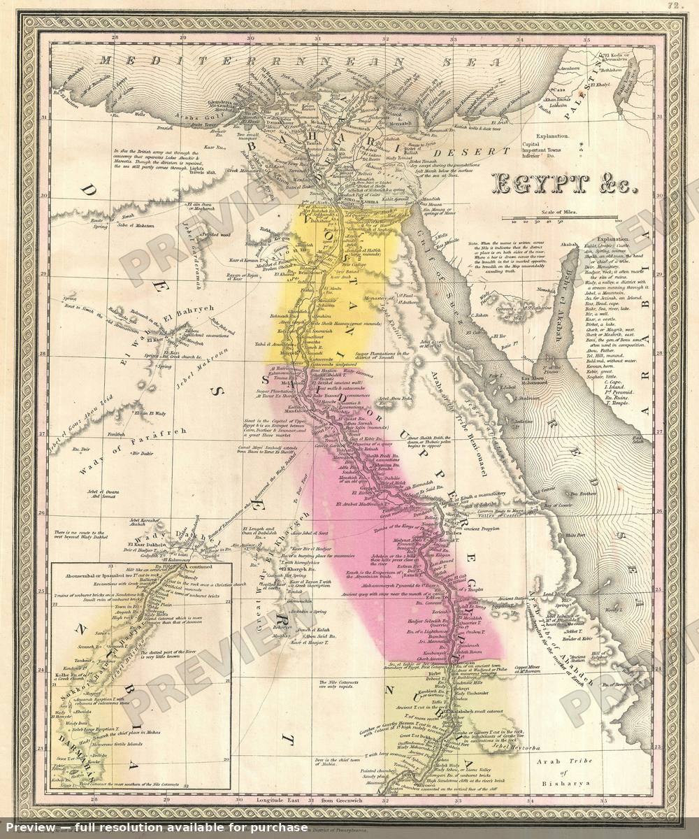 Antique map: Egypt, 1854
