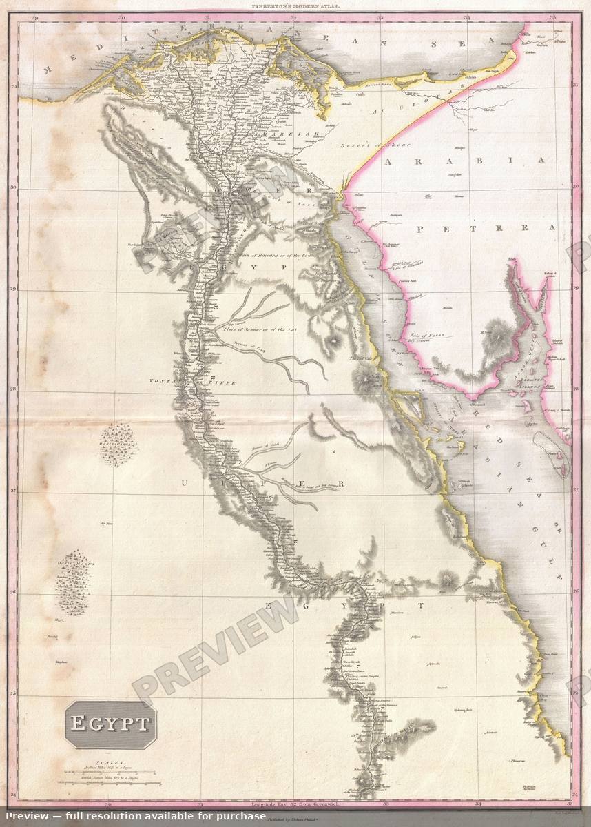Antique map: Egypt, 1818, 1818