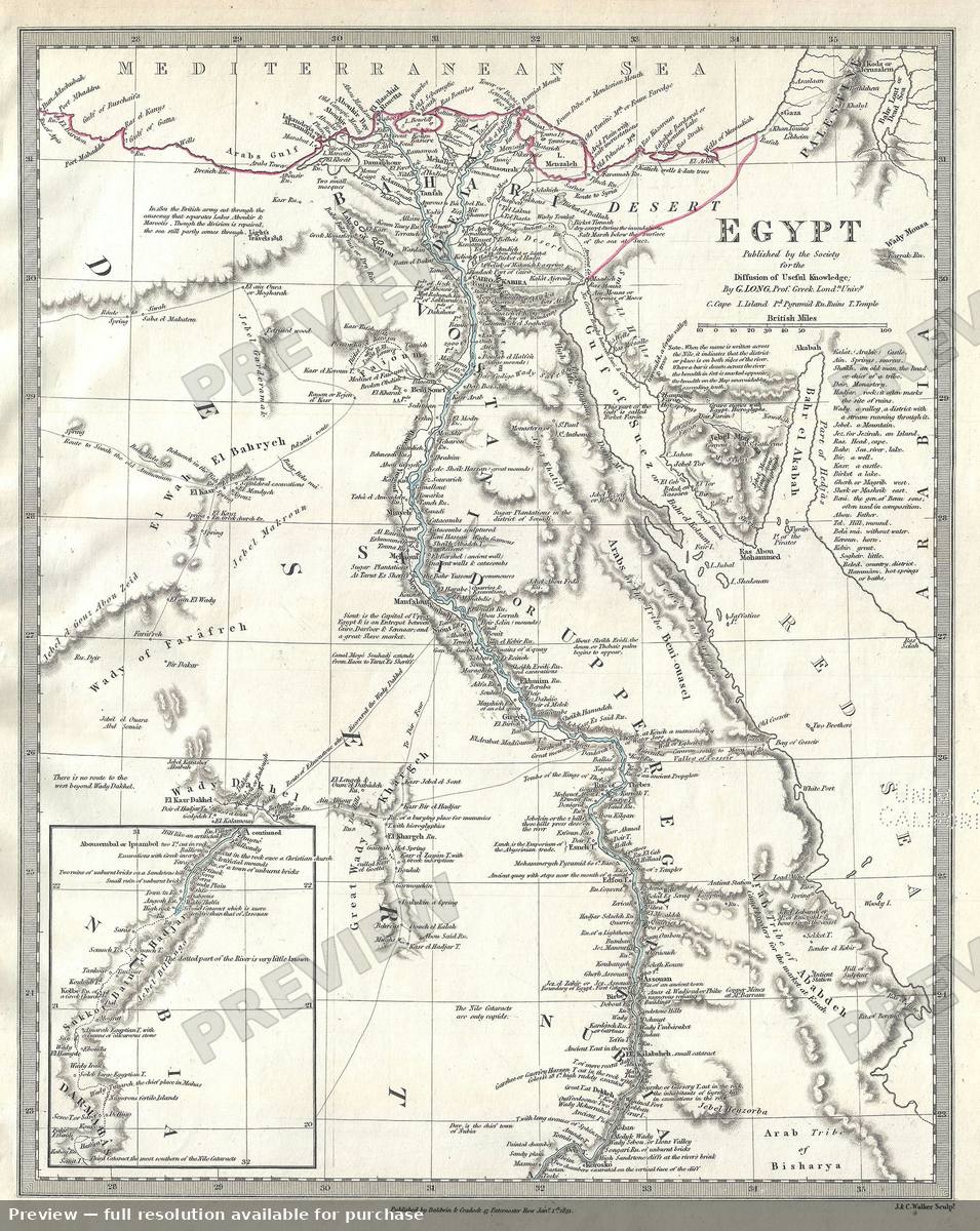 Antique map: Egypt, 1844