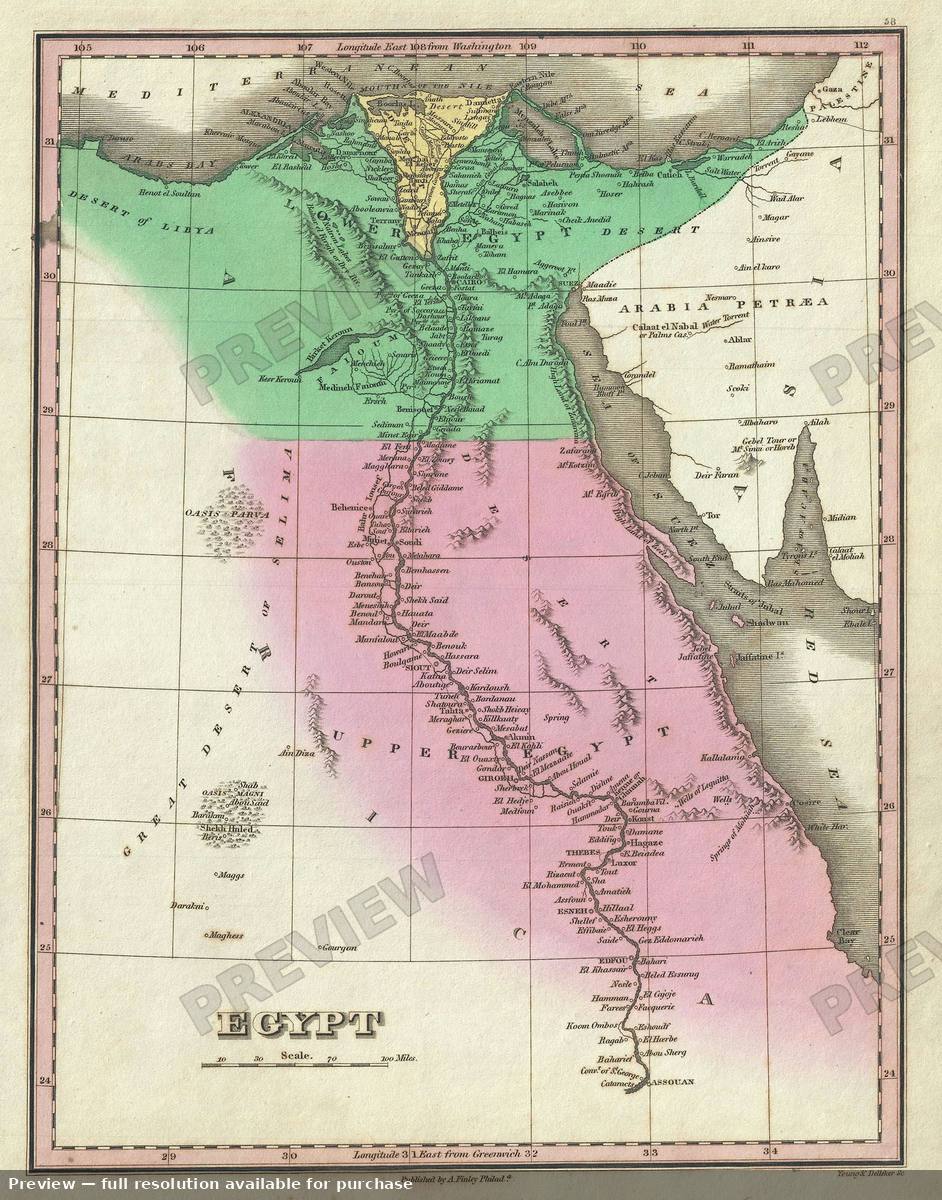 Antique map: Egypt 2, 1827