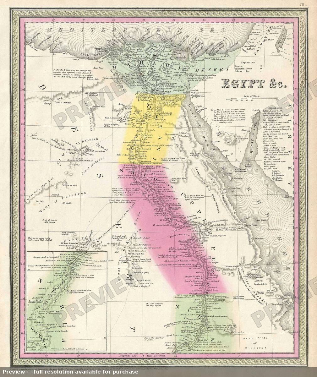 Antique map: Egypt 2, 1854