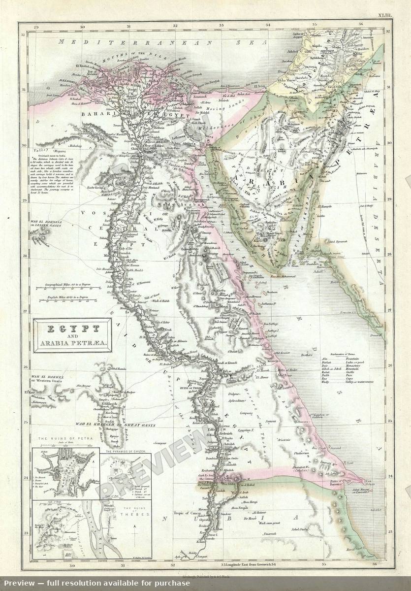 Antique map: Egypt Arabia, 1851