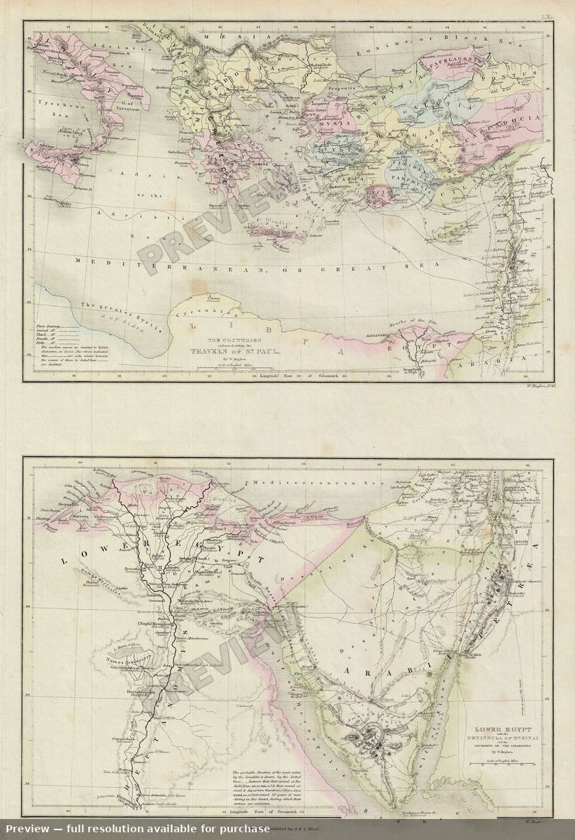 Antique map: Egypt Asia Minor, 1851, 1851