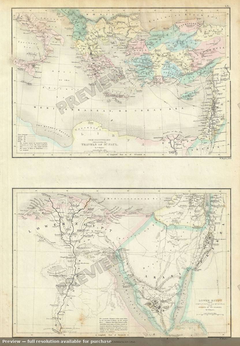 Antique map: Egypt Asia Minor 2, 1851, 1851