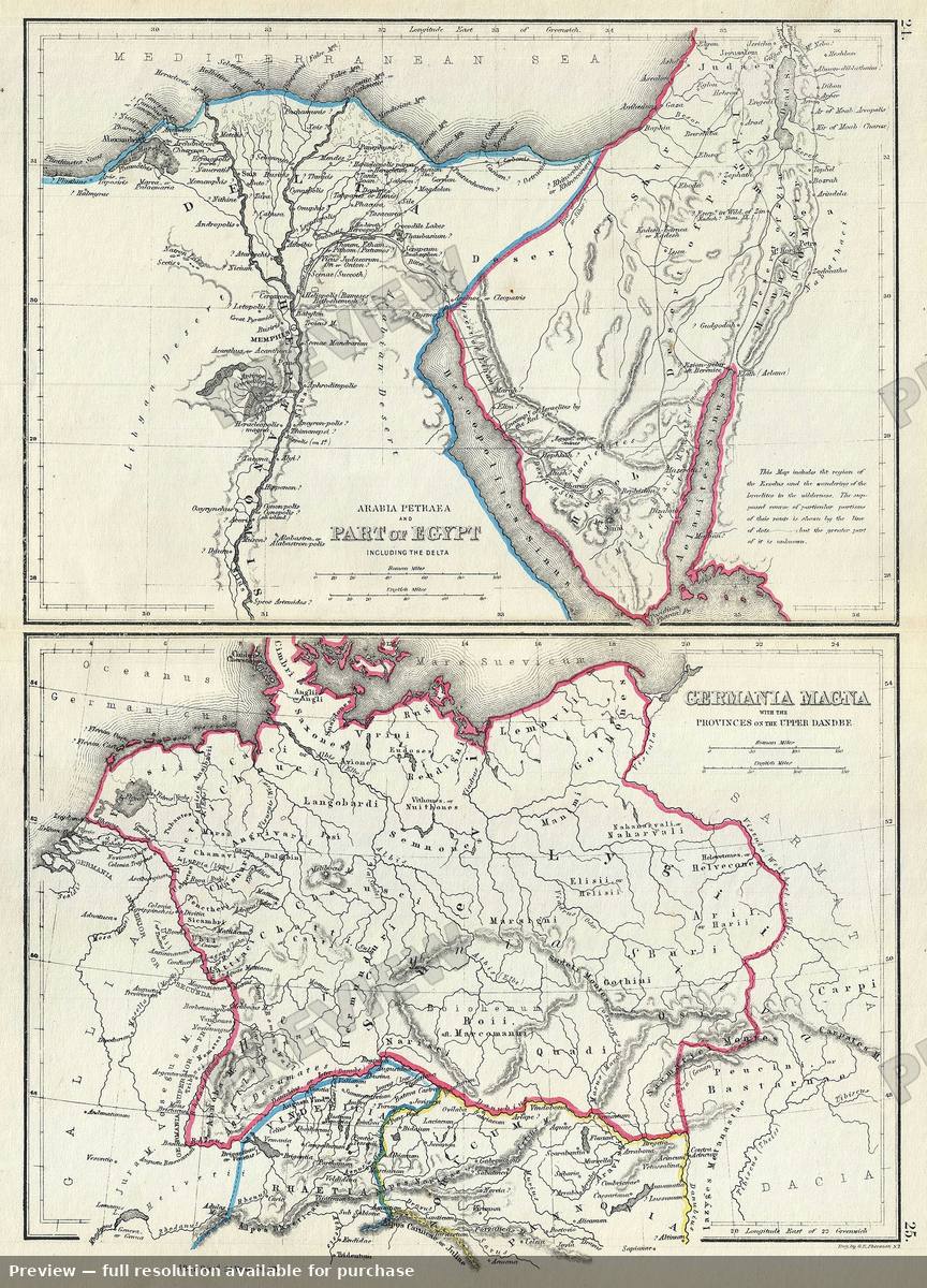 Antique map: Egypt Germany, 1867