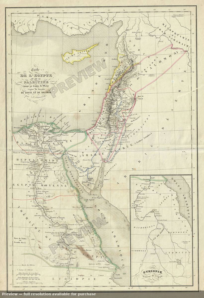 Antique map: Egypt Palestine, 1850