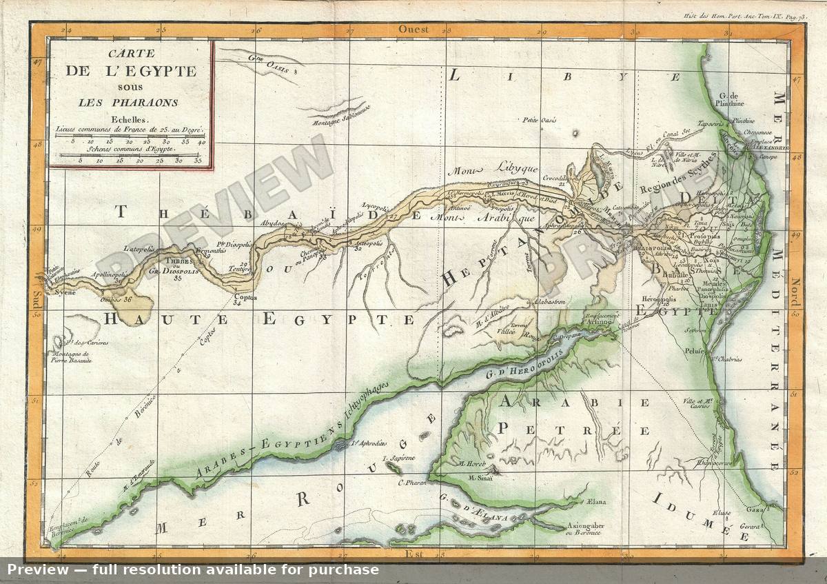 Antique map: Egypt Pharaohs, 1770, 1770