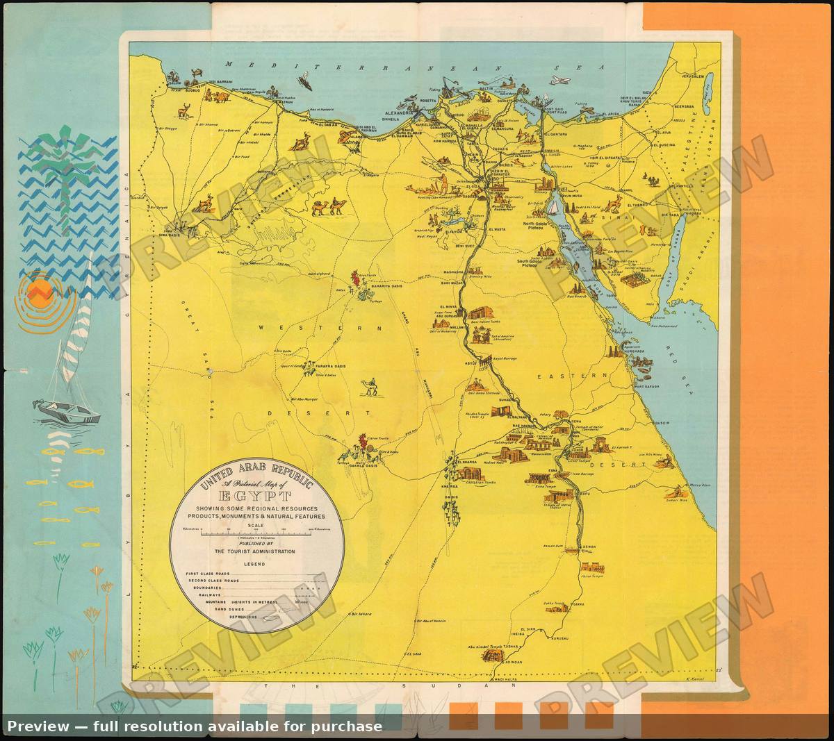 Antique map: Egypt Pictorial, 1959, 1959