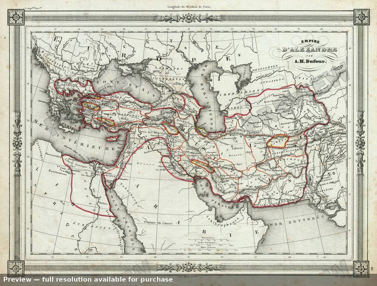 Antique map: Empire Alexandre, 1852