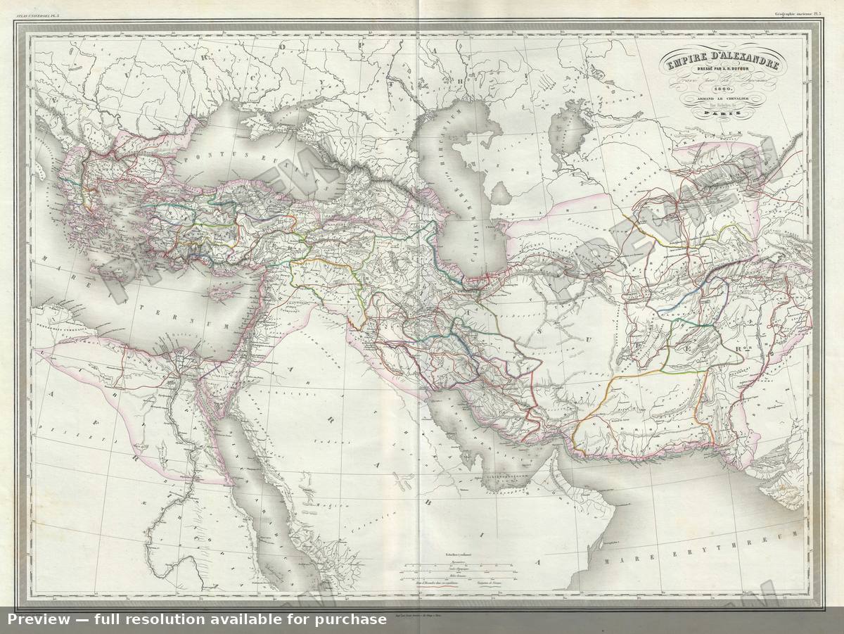 Antique map: Empire Alexandre, 1860