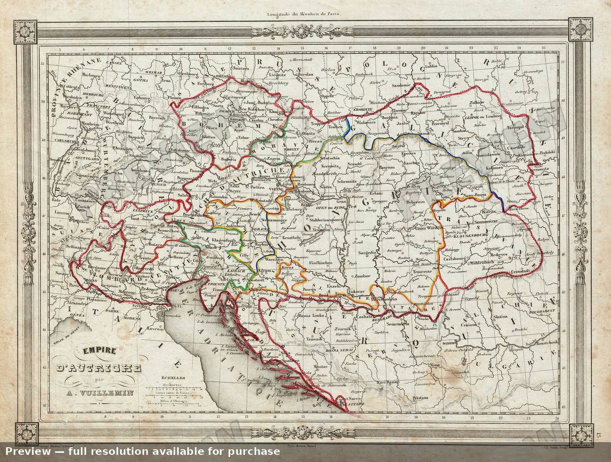 Antique map: Empire Austrian, 1852