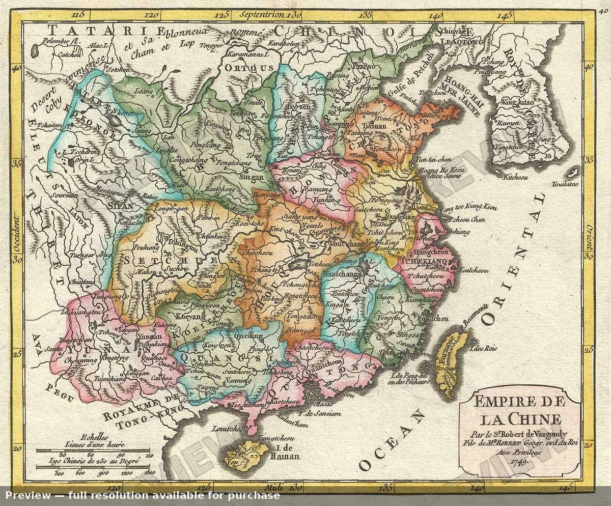 Antique map: Empire Chine, 1749