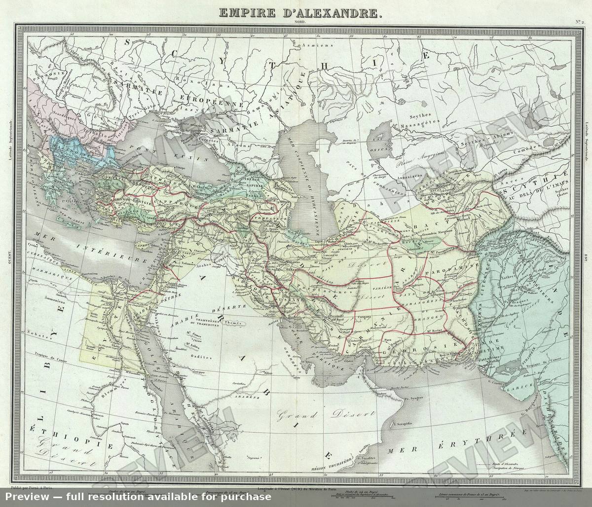 Antique map: Empire D Alexandre, 1874