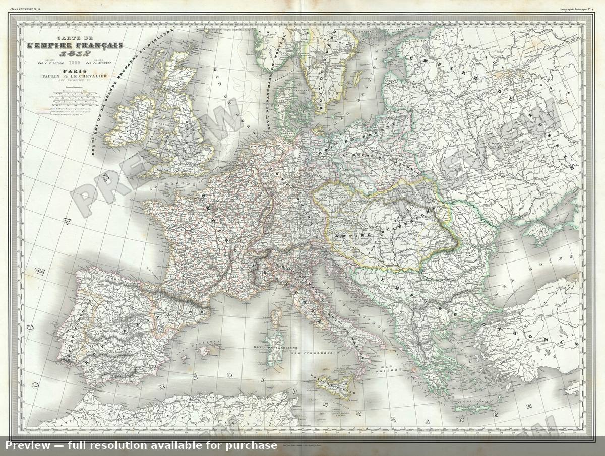 Antique map: Empire Francais 1812, 1860