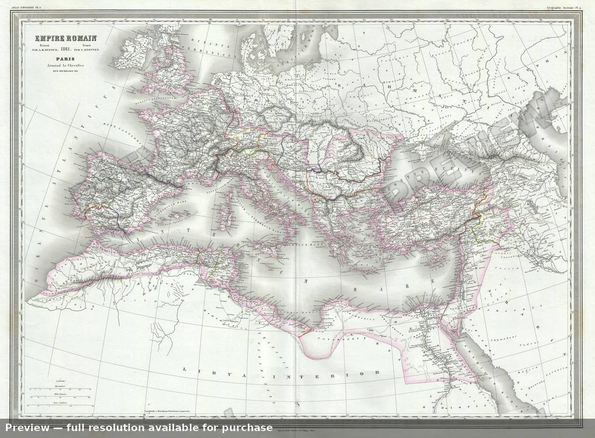 Antique map: Empire Romain, 1860