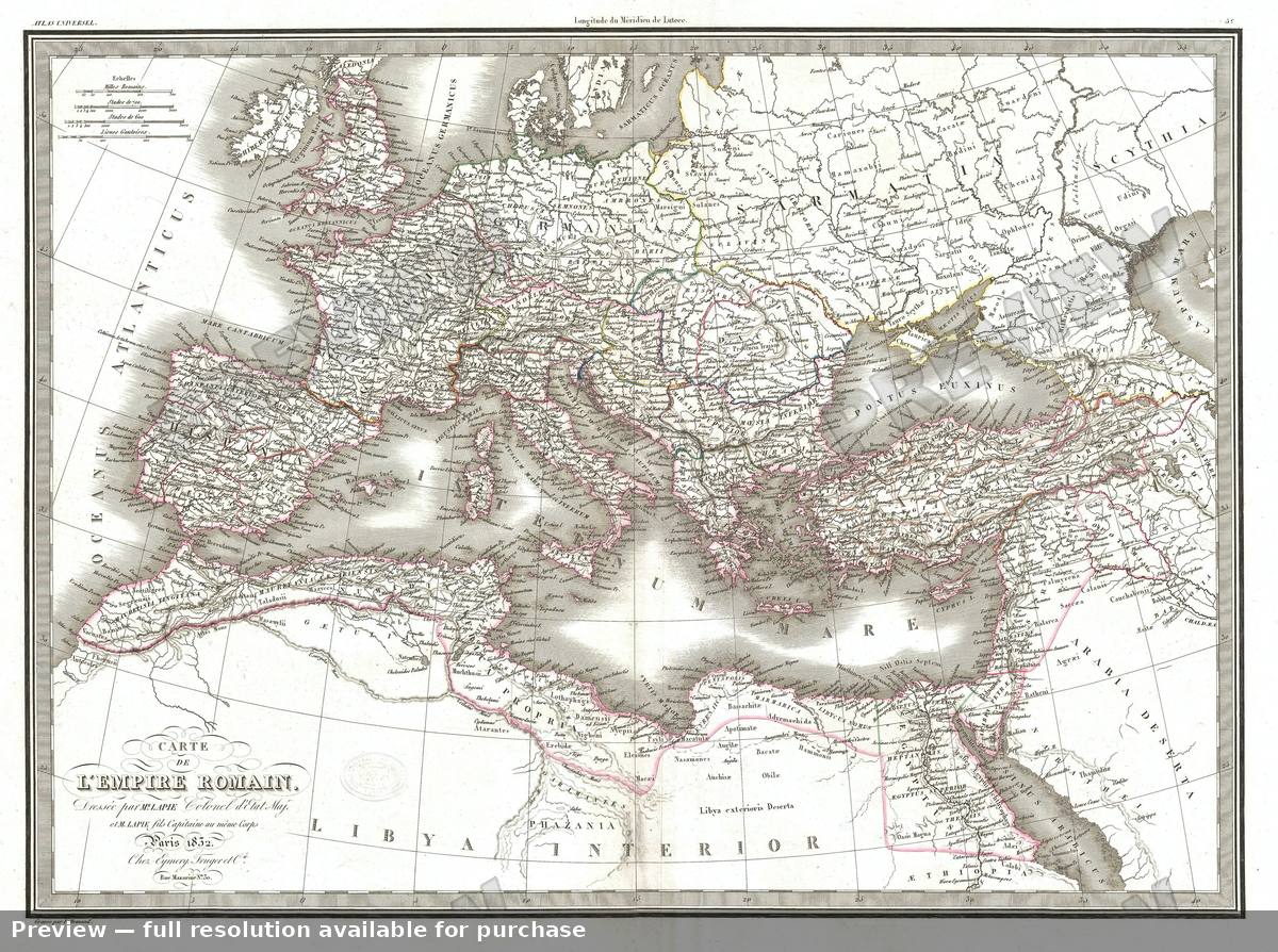 Antique map: Empire Romain, 1829, 1829