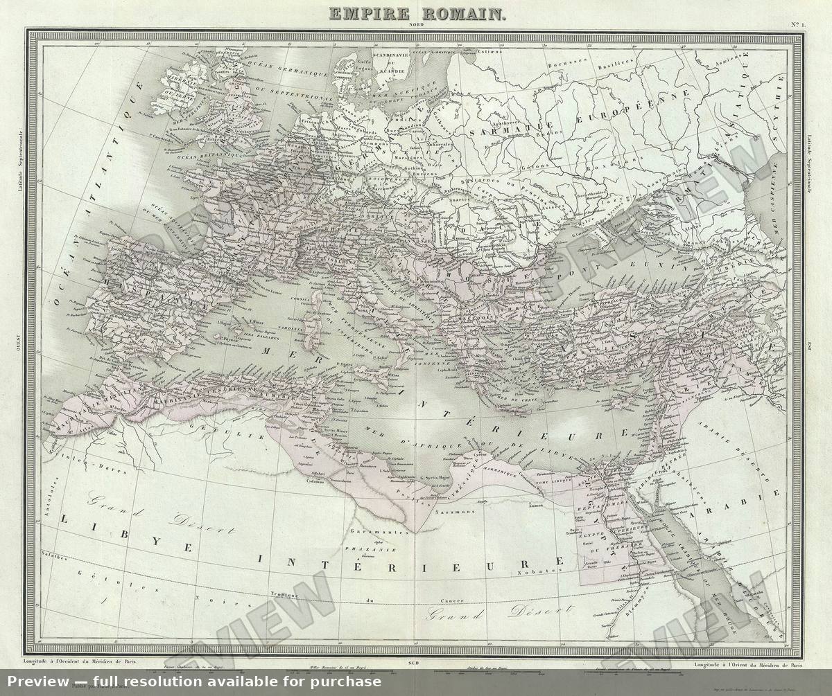 Antique map: Empire Romain, 1874