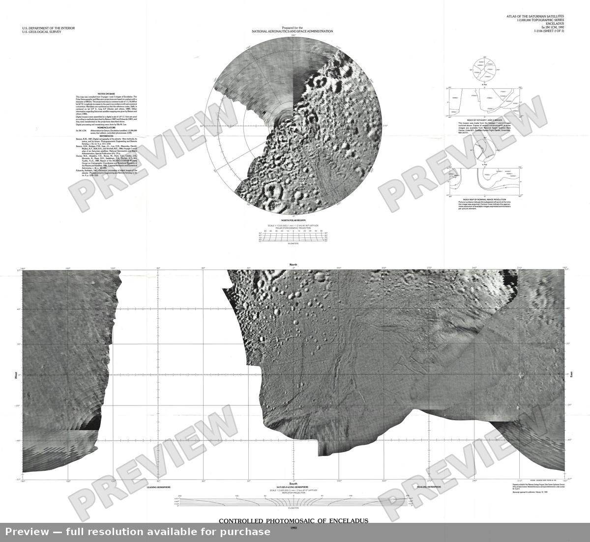Antique map: Enceladus Mosaic, 1992