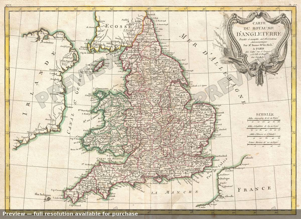 Antique map: England, 1772