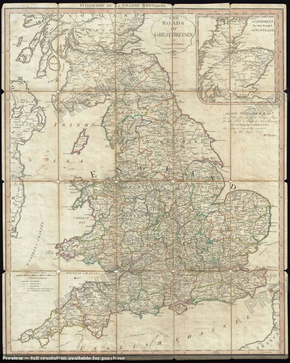 Antique map: England, 1790