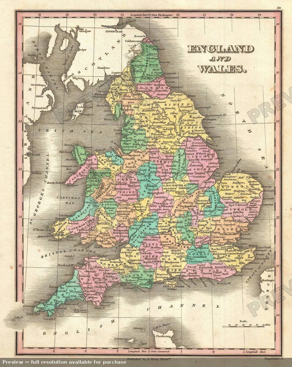 Antique map: England, 1827, 1827