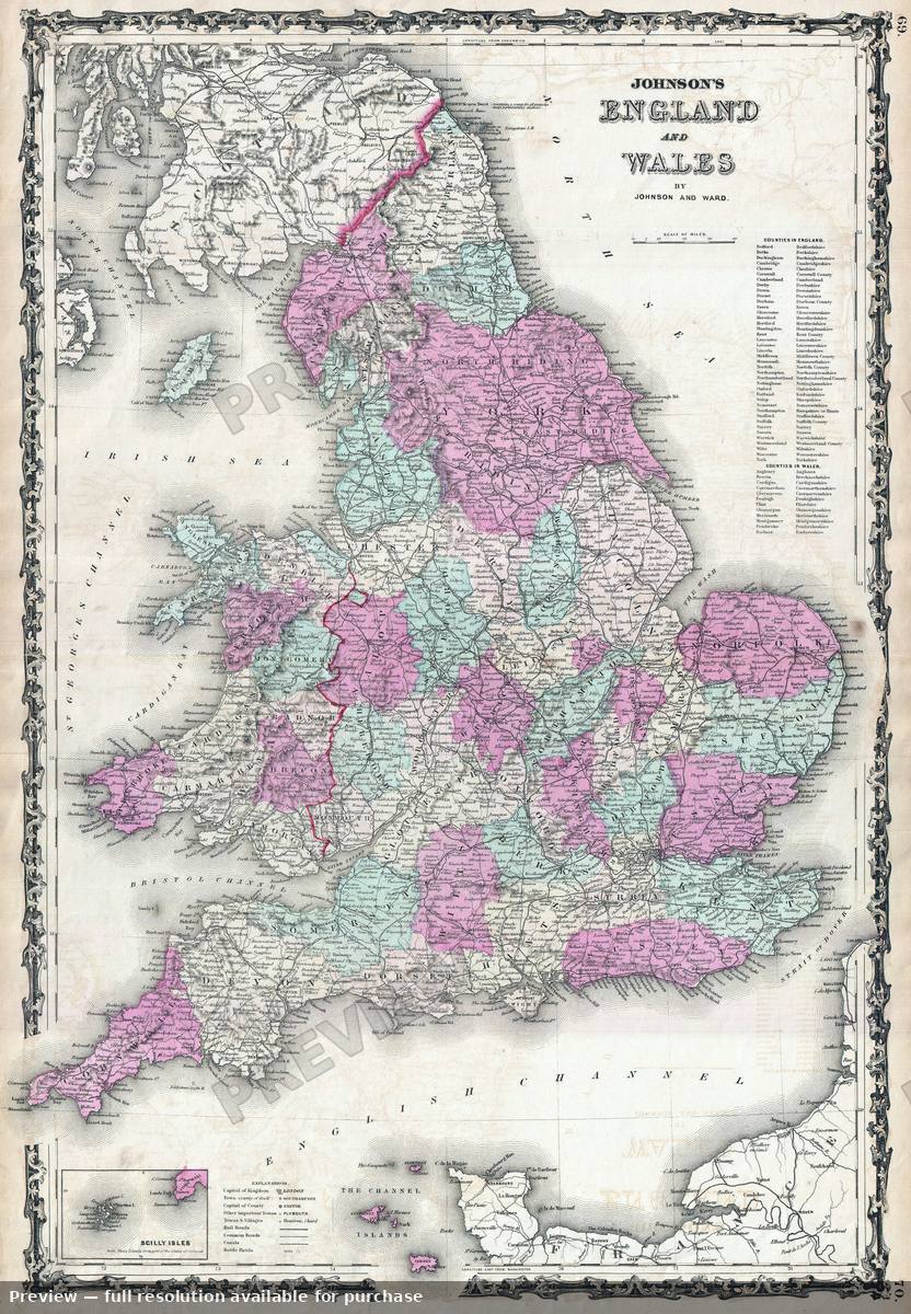 Antique map: England, 1862