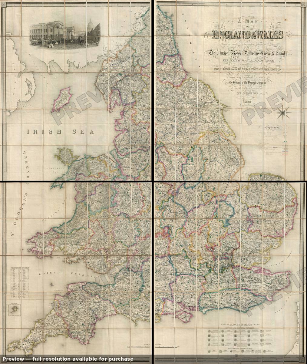 Antique map: England, 1846, 1846