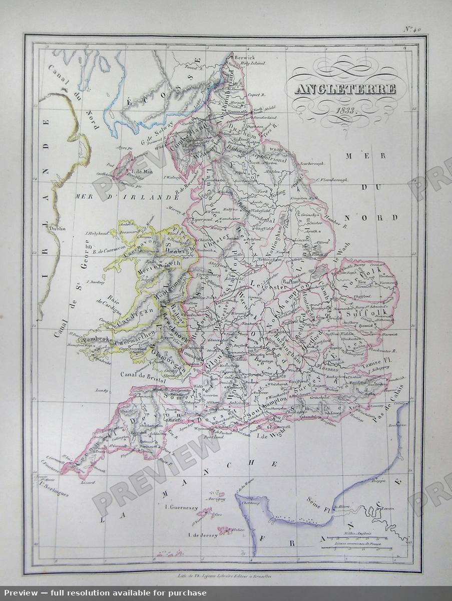 Antique map: England, 1837