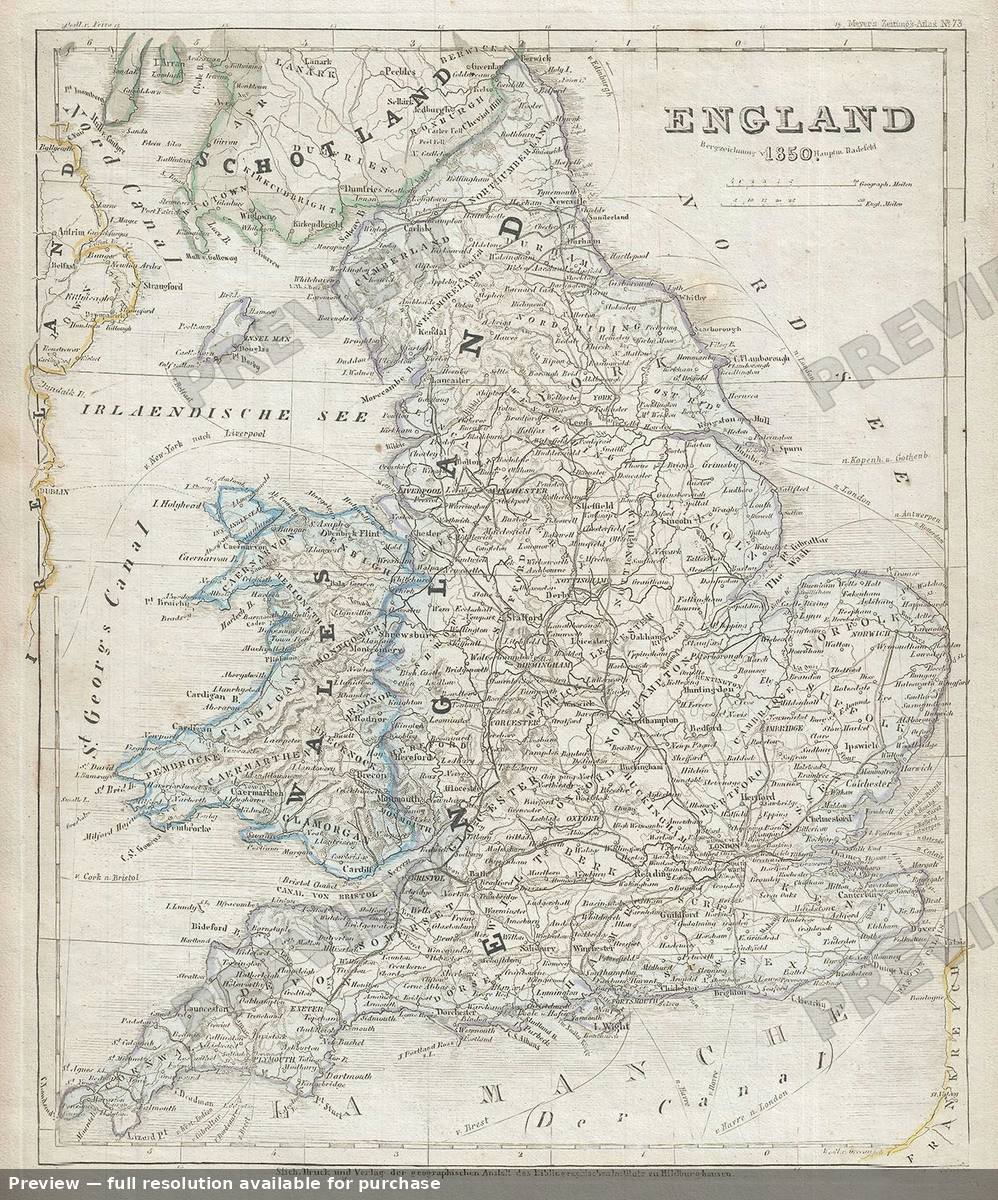 Antique map: England, 1850