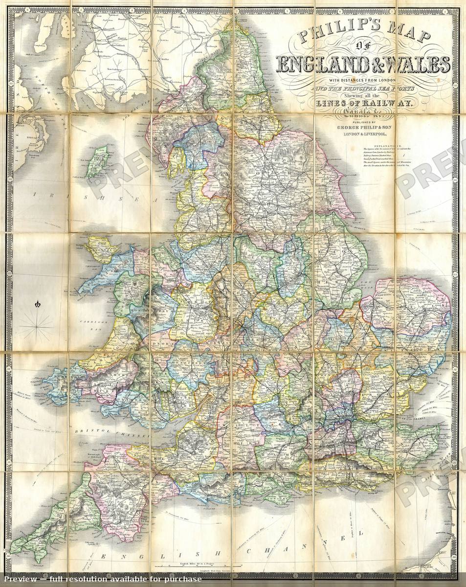 Antique map: England, 1860