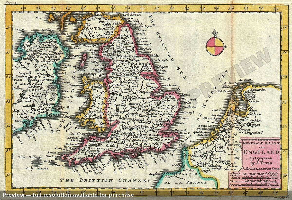 Antique map: England, 1747